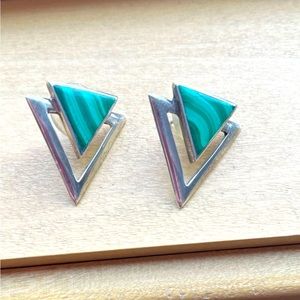 Malachite and silver earrings